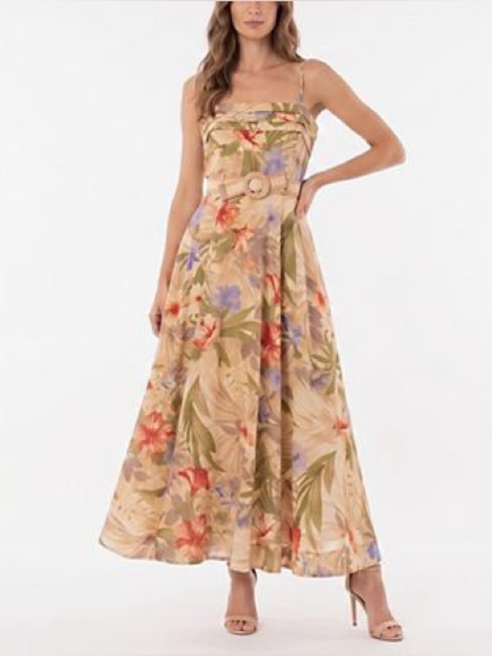 NWT Taylor Women’s Belted Floral Maxi Dress Sz L